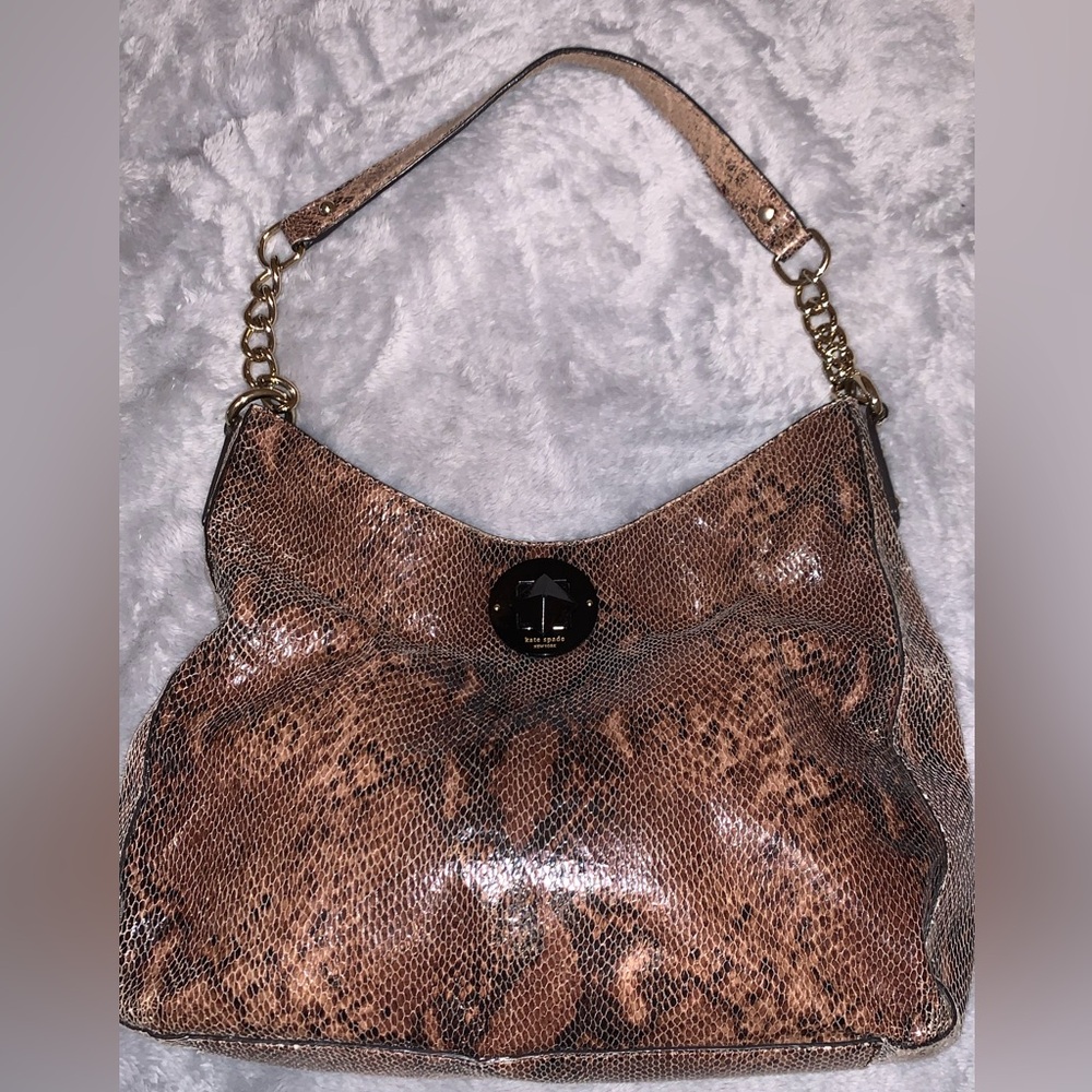 Kate Spade Serena Juniper
Exotic snakeskin reptile embossed leather hobo handbag